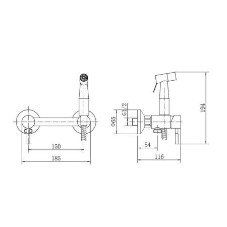 Смеситель для биде Fashun A57503-8 с гигиенической лейкой белый