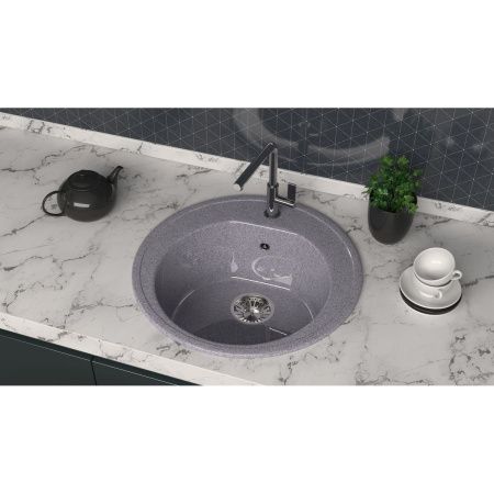 Мойка для кухни врезная Агата AG7C3 серая из кварца, 50*50 см без сифона