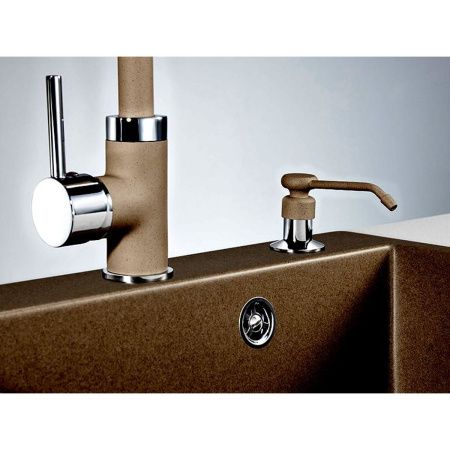 Дозатор для кухонной мойки врезной Diadonna D6619005BR кофейный из пластика/металла, 150 мл механический