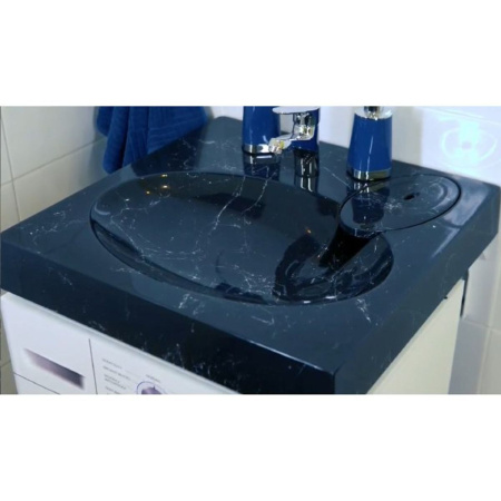 Раковина для ванной MARKO Мэй 60 ЧЕРНЫЙ МРАМОР с кронштейном 605х602х85 мм 52266002