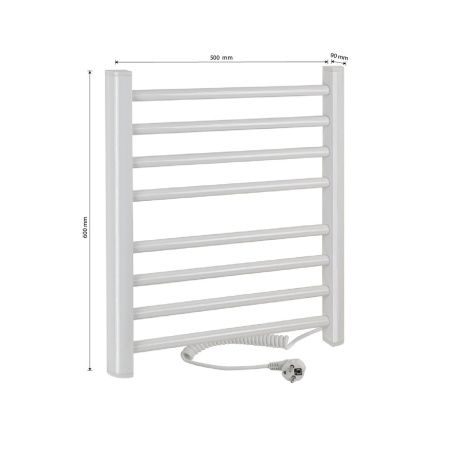 Полотенцесушитель BRIMIX 08061W Белый глянец электрический лесенка 600 х 500 х 100 мм на 8 перекладин 190 W
