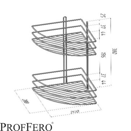 Полка угловая 2 яруса овал высокий борт Белая 200х200х380 П0001911 (10)