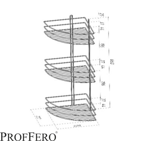 Полка угловая 3 яруса овал высокий борт Белый 200х200х660 П0001989 (10)