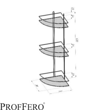 Полка угловая 3  яруса овал  «Классик»  Хром 200х200х630 П0001559 (10)