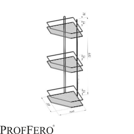 Полка угловая 3  яруса трапеция  Классик Черный 200х200х630 П0001992 (10)