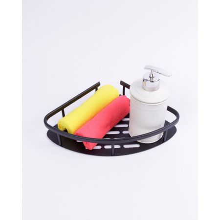 Полка угловая FASHUN для ванны из алюминия Черная A7325-7