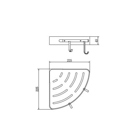Полка угловая FASHUN для ванны из алюминия Черная A7335-7