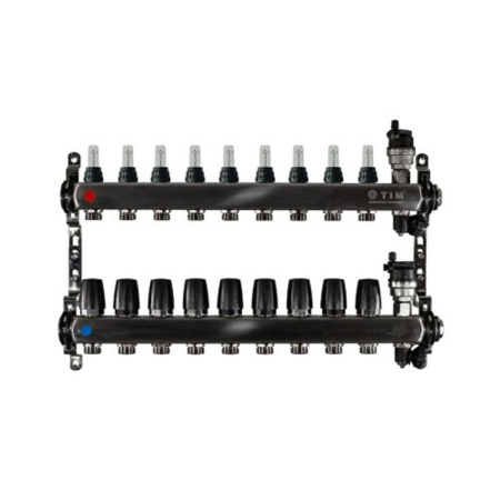 Коллекторная группа с расходомерами 1" Tim KCS5009 Квадрат на 9 ходов