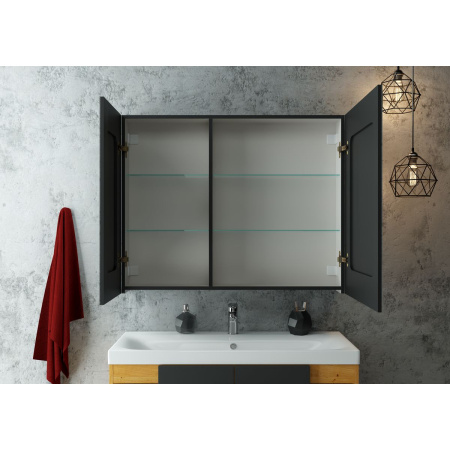 Зеркало-шкаф Mirror Box black LED 1000х800 МВК051