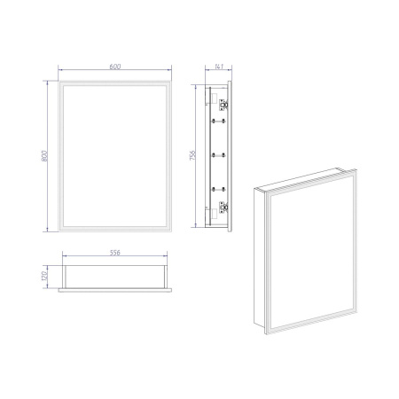 Зеркало-шкаф Allure LED 550х800 левый с сенсором и розеткой МВК002