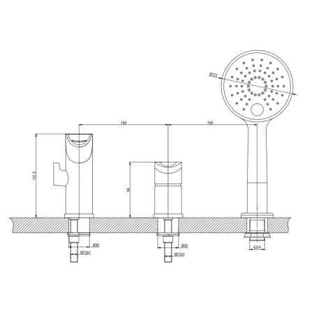 Смеситель для ванны Gross Aqua 1209288СW Space White Chrome врезной белый