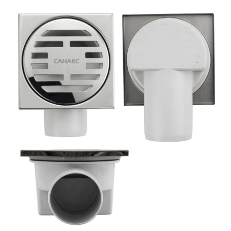 Трап Санакс 00013 пластиковый крышка из нержавейки горизонтальный