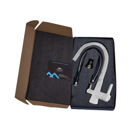 Смеситель для кухни FASHUN A4362-8 с гибким изливом с подключение к фильтру воды белый