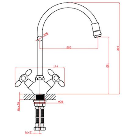 Смеситель для кухни Loffrey LF84310G с гибким изливом