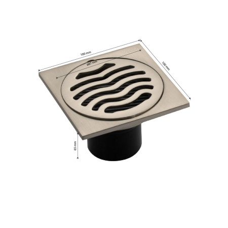 Трап MAGNUS 1162 матовый хром 100х100 выход 50 мм с сухим затвором из нержавеющей стали