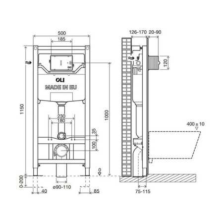 Комплект инсталляция OLI 120 ECO mechanic + кнопка Slim белая 879236mSL01 Комплект инсталляция OLI 120 ECO mechanic + кнопка Slim белая 879236mSL01