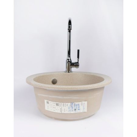 Мойка для кухни врезная Агата 30/Q5 песочная из литьевого мрамора, 47.5*37.5 см без сифона