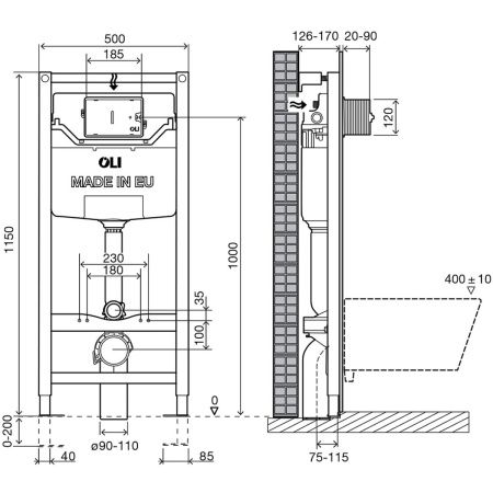 АКЦИЯ Комплект инсталляция OLI 80 ECO mechanic + кнопка Slim хром глянец 886914SlOO