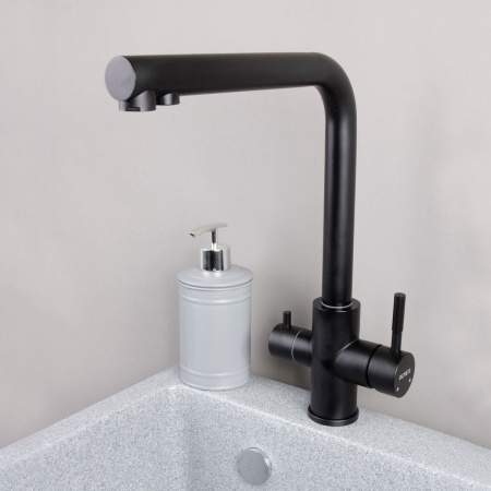 Смеситель для кухни OLIVE’S BALEAR 13450BLB Черный с подключением к фильтру питьевой воды из нержавеющей стали (10)