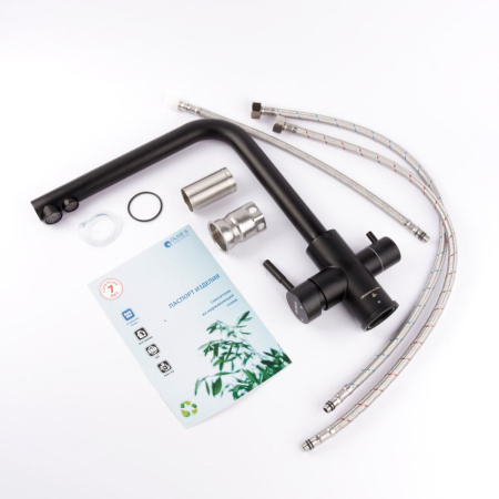 Смеситель для кухни OLIVE’S BALEAR 13450BLB Черный с подключением к фильтру питьевой воды из нержавеющей стали (10)