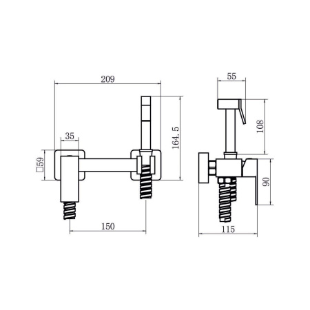 Смеситель  для биде FASHUN A57504-17 графит с гигиеническим душем из нержавеющей стали