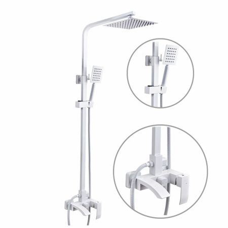 Душевая система FASHUN A52418-8 Белая со смесителем с тропическим душем из нержавеющей стали (4)