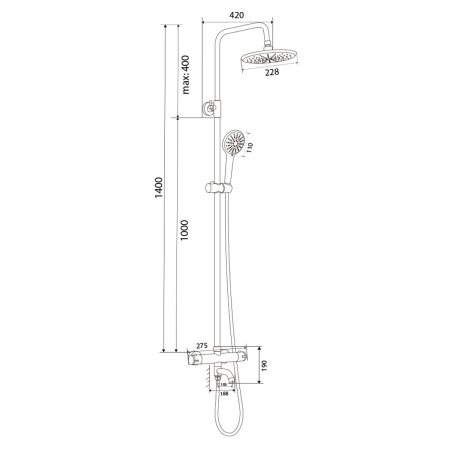 Душевая система OLIVE'S TERMO 34511TMB Черный с термостатом
