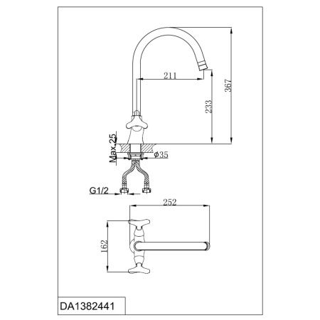Смеситель для кухни DK Hessen Goethe DA1382441 хром, высокий