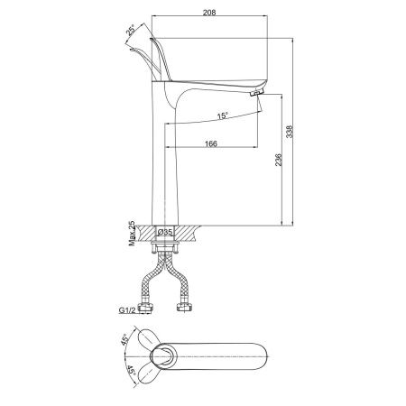 Смеситель для раковины DK Venice Baciano DA1032041 хром, высокий