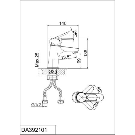 Смеситель для раковины DK Rhein Marx DA1392101 хром