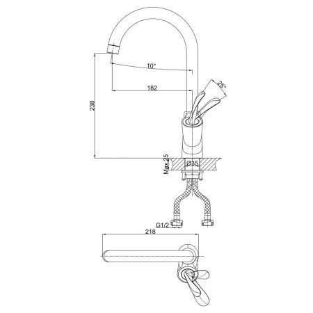 Смеситель для кухни DK Venice Baciano DA1032456 белый-хром, высокий