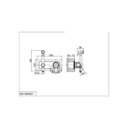 Смеситель для биде DK Rhein Marx DA1394501 хром, с гигиенической лейкой, встраиваемый