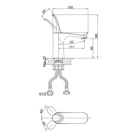Смеситель для раковины DK Venice Baciano DA1032156 белый-хром