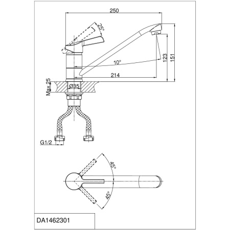 Смеситель для кухни DK Rhein Schiller DA1462301 хром