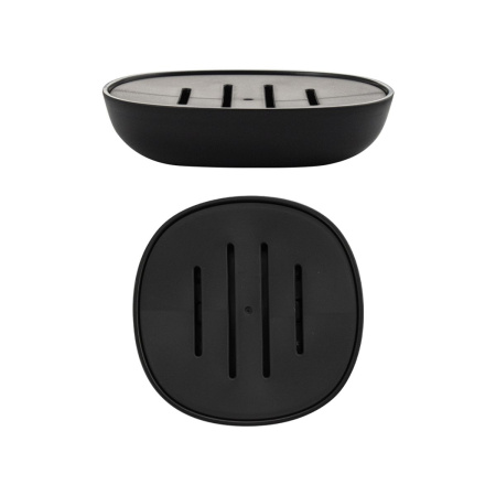 Мыльница настольная Санакс 29037 черная, пластиковая