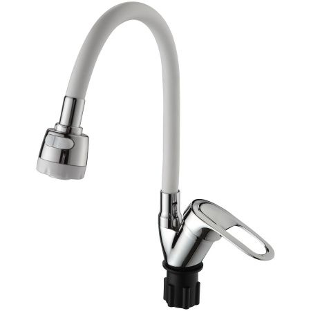 Смеситель для кухни Ammore A5040-3T силиконовым изливом белый+хром