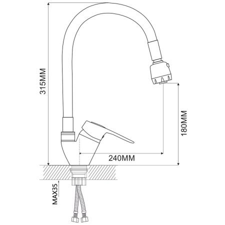 Смеситель для кухни Ammore A5040-3T силиконовым изливом белый+хром