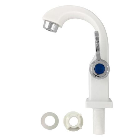 Кран BRIMIX на одну воду  пластиковый БЕЛЫЙ, флажок- металлокерамика 668