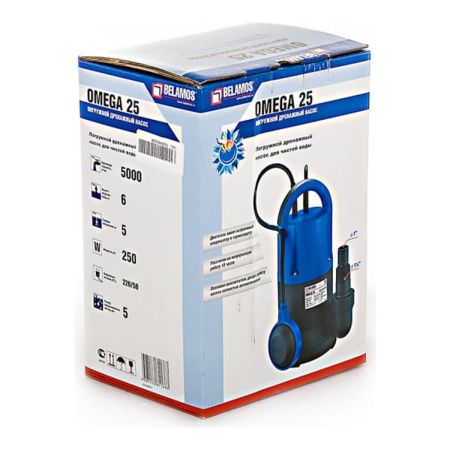 Насос погружной дренажный д/грязной воды 250Вт Belamos Omega 25, 83 л/мин, Н-6 м, каб.6 м