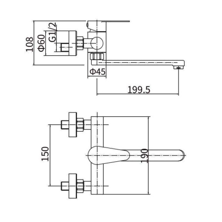 Смеситель FASHUN A54615 настенный из нержавеющей стали