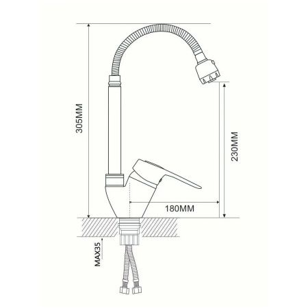 Смеситель для кухни Ammore A5040-T с гибким изливом хром