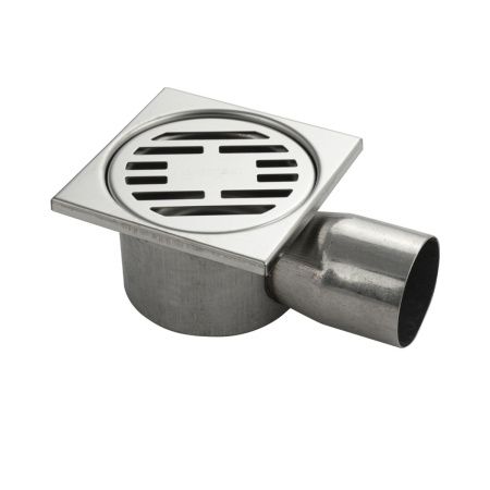 Трап Санакс 00021 из нержавеющей стали 100х100 выход 50 мм горизонтальный