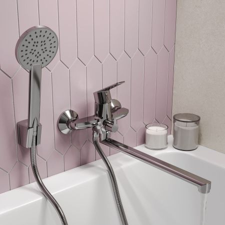 Смеситель для ванны GROSS AQUA Dyno 7121285C-35F с длинным изливом 350 мм