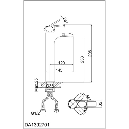 Смеситель для раковины DK Rhein Marx DA1392701 высокий, каскадный