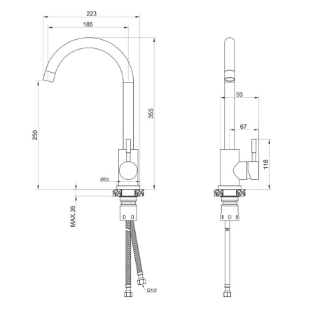Смеситель для кухни OLIVE’S BALEAR 13435-1BLW Белый из нержавеющей стали (10)