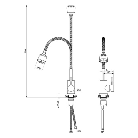 Смеситель для кухни OLIVE’S BALEAR 13435-4BL с гибким изливом (10)