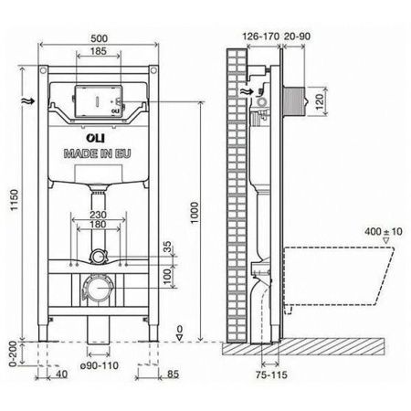 Инсталляция OLI 120 ECO mechanic с кнопкой Globe хром глянец, пластик 879236mGL00