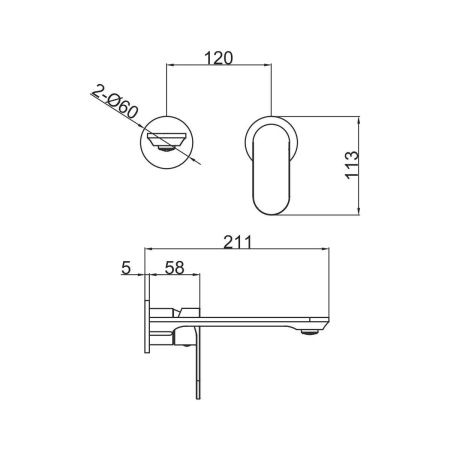 Смеситель для раковины FASHUN A1185-7 встраиваемый, черный