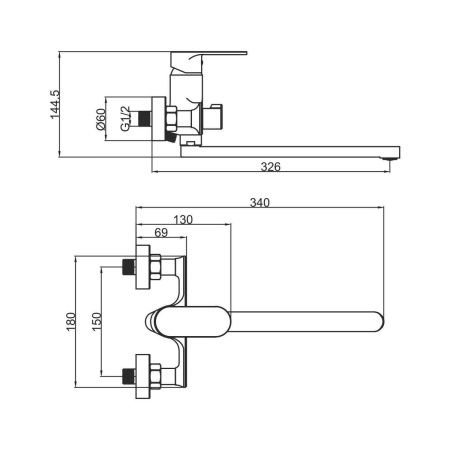 Смеситель для ванной FASHUN A2285 длинный излив