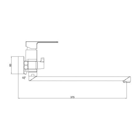 Смеситель для ванны Gross Aqua 2800880C-35F Edge хром
